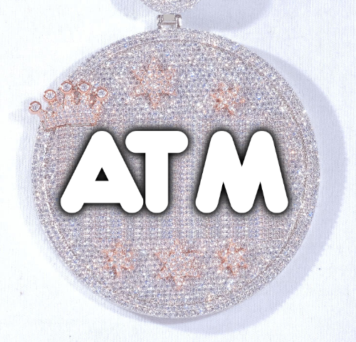 CUSTOM LETTER NECKLACE 3D BIG CROWN DISC