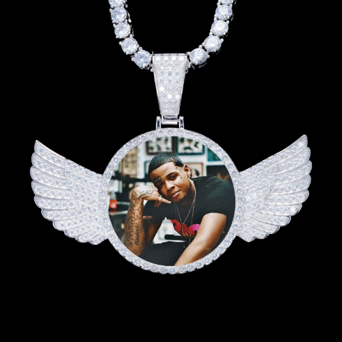 925S & VVS Moissanite 3D Wing Custom Picture Pendant
