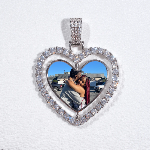 3D Spinning 2-Faced Heart Custom Picture Pendant