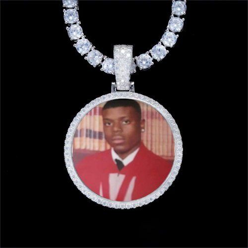 925S & VVS Moissanite 3D Circle Custom Picture Pendant
