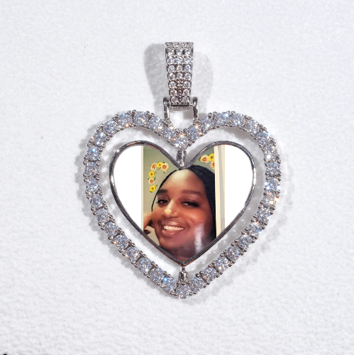 3D Spinning 2-Faced Heart Custom Picture Pendant