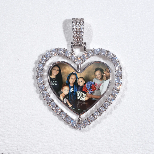 3D Spinning 2-Faced Heart Custom Picture Pendant