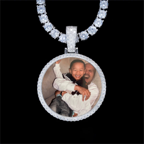 925S & VVS Moissanite 3D Circle Custom Picture Pendant
