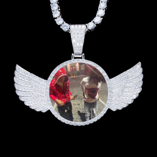 925S & VVS Moissanite 3D Wing Custom Picture Pendant