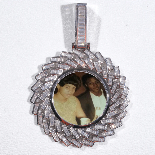 Large 3D Baguette Custom Picture Pendant