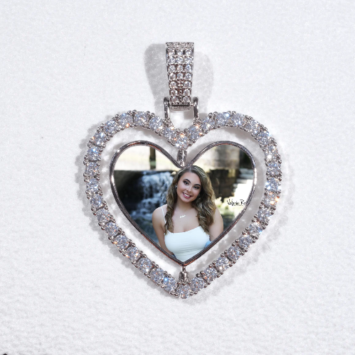 3D Spinning 2-Faced Heart Custom Picture Pendant