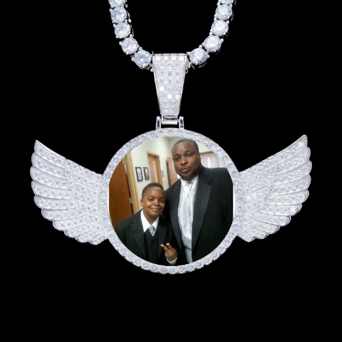 925S & VVS Moissanite 3D Wing Custom Picture Pendant