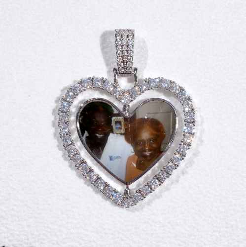 3D Spinning 2-Faced Heart Custom Picture Pendant
