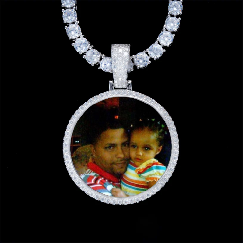 925S & VVS Moissanite 3D Circle Custom Picture Pendant