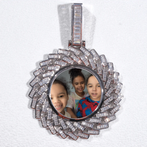 Large 3D Baguette Custom Picture Pendant