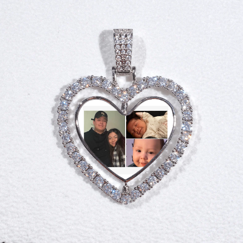 3D Spinning 2-Faced Heart Custom Picture Pendant