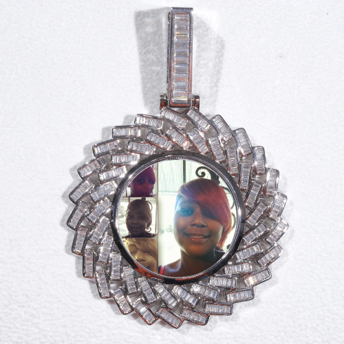 Large 3D Baguette Custom Picture Pendant