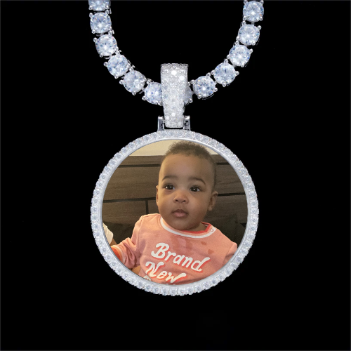 925S & VVS Moissanite 3D Circle Custom Picture Pendant