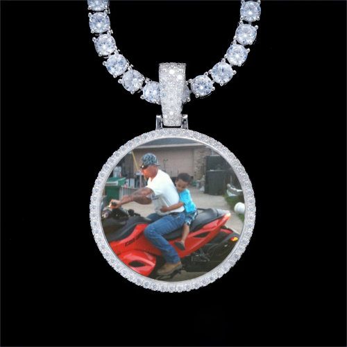 925S & VVS Moissanite 3D Circle Custom Picture Pendant