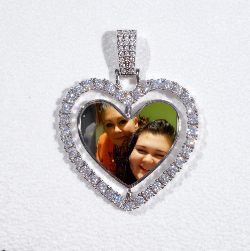 3D Spinning 2-Faced Heart Custom Picture Pendant
