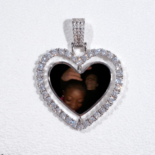 3D Spinning 2-Faced Heart Custom Picture Pendant