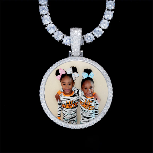 925S & VVS Moissanite 3D Circle Custom Picture Pendant