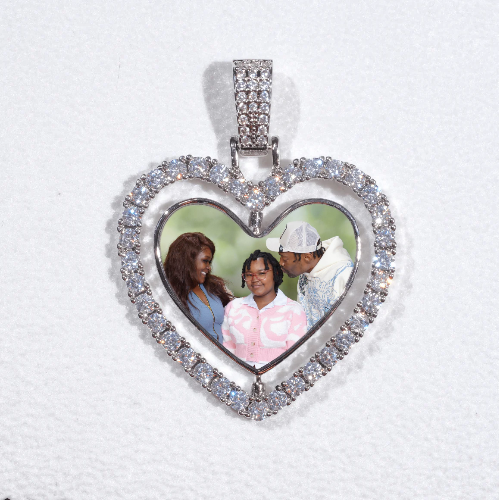 3D Spinning 2-Faced Heart Custom Picture Pendant