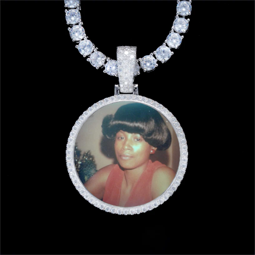 925S & VVS Moissanite 3D Circle Custom Picture Pendant
