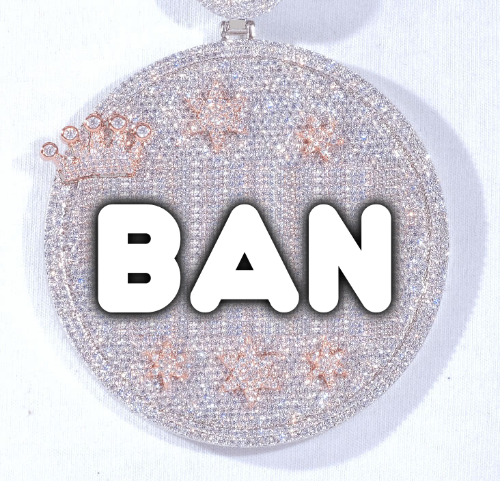 CUSTOM LETTER NECKLACE 3D BIG CROWN DISC