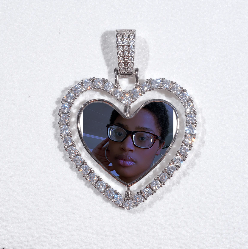 3D Spinning 2-Faced Heart Custom Picture Pendant