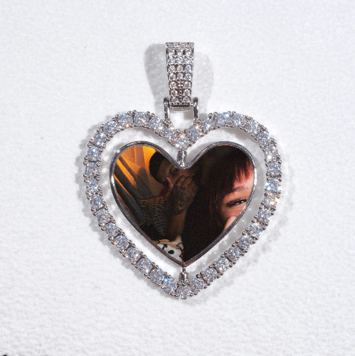 3D Spinning 2-Faced Heart Custom Picture Pendant