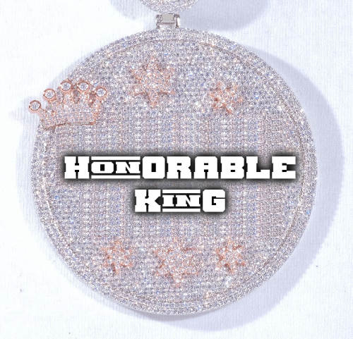 CUSTOM LETTER NECKLACE 3D BIG CROWN DISC