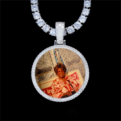 925S & VVS Moissanite 3D Circle Custom Picture Pendant