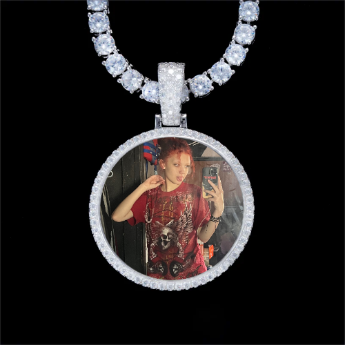 925S & VVS Moissanite 3D Circle Custom Picture Pendant
