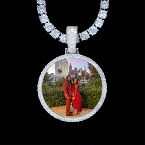 925S & VVS Moissanite 3D Circle Custom Picture Pendant
