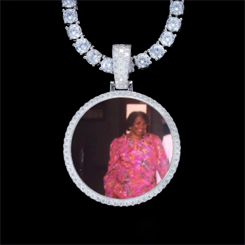925S & VVS Moissanite 3D Circle Custom Picture Pendant