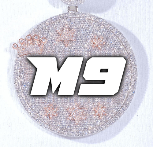 CUSTOM LETTER NECKLACE 3D BIG CROWN DISC