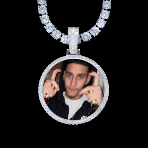 925S & VVS Moissanite 3D Circle Custom Picture Pendant