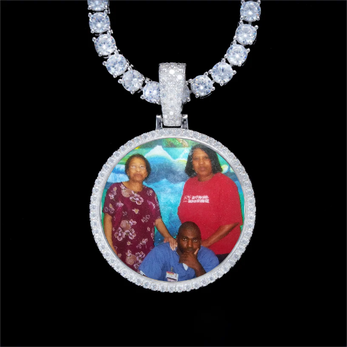 925S & VVS Moissanite 3D Circle Custom Picture Pendant