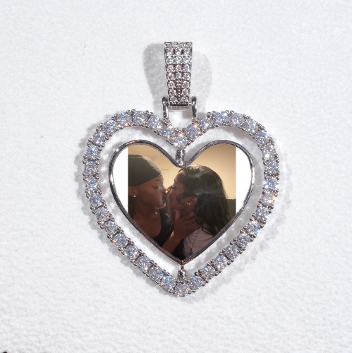 3D Spinning 2-Faced Heart Custom Picture Pendant