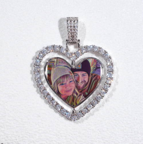 3D Spinning 2-Faced Heart Custom Picture Pendant