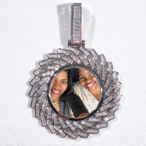 Large 3D Baguette Custom Picture Pendant