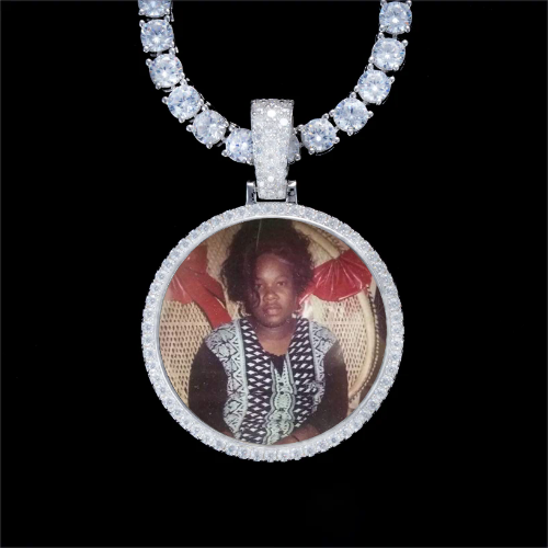 925S & VVS Moissanite 3D Circle Custom Picture Pendant