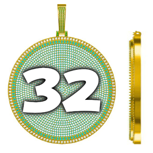 CUSTOM LETTER NECKLACE 3D BIG DISC