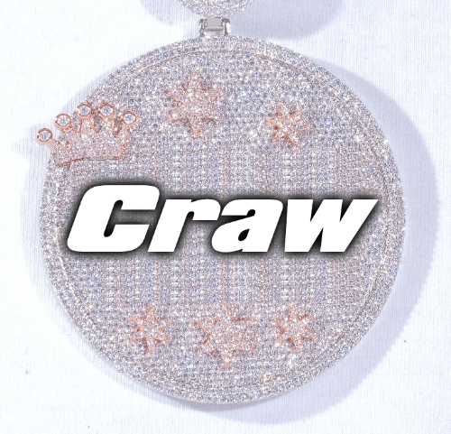CUSTOM LETTER NECKLACE 3D BIG CROWN DISC