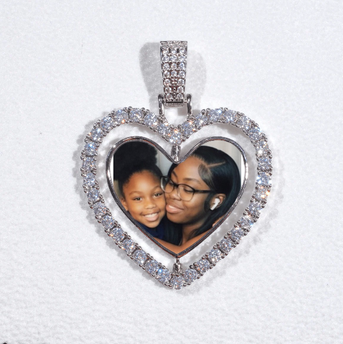 3D Spinning 2-Faced Heart Custom Picture Pendant