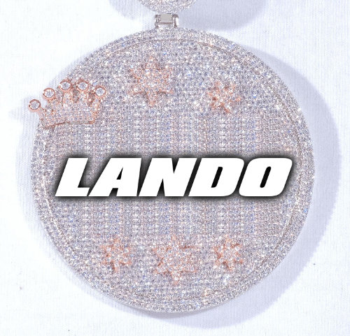 CUSTOM LETTER NECKLACE 3D BIG CROWN DISC