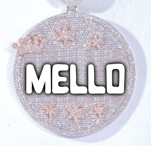 CUSTOM LETTER NECKLACE 3D BIG CROWN DISC