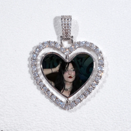 3D Spinning 2-Faced Heart Custom Picture Pendant