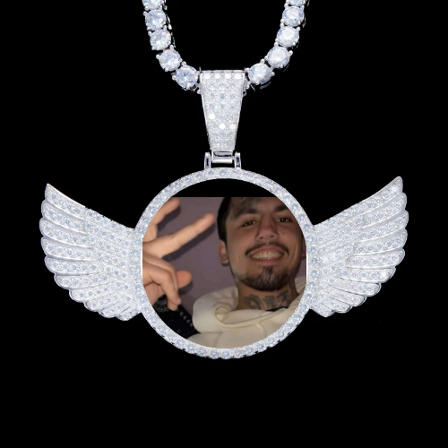 925S & VVS Moissanite 3D Wing Custom Picture Pendant