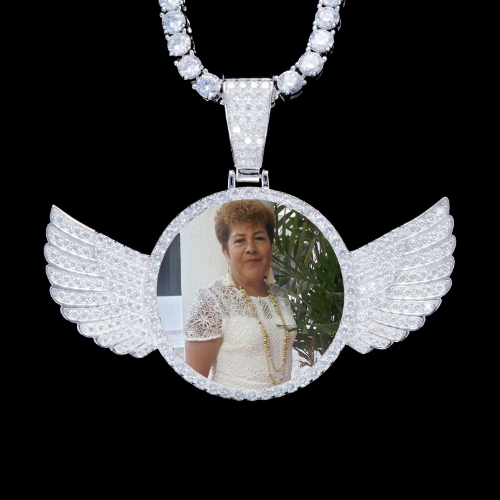 925S & VVS Moissanite 3D Wing Custom Picture Pendant