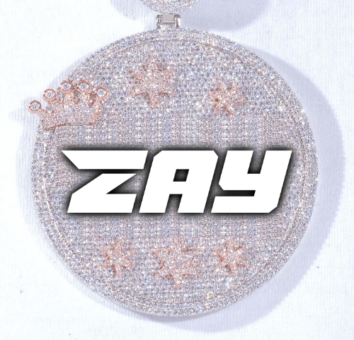 CUSTOM LETTER NECKLACE 3D BIG CROWN DISC