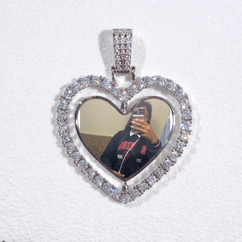 3D Spinning 2-Faced Heart Custom Picture Pendant