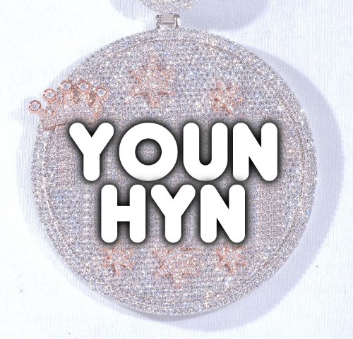 CUSTOM LETTER NECKLACE 3D BIG CROWN DISC