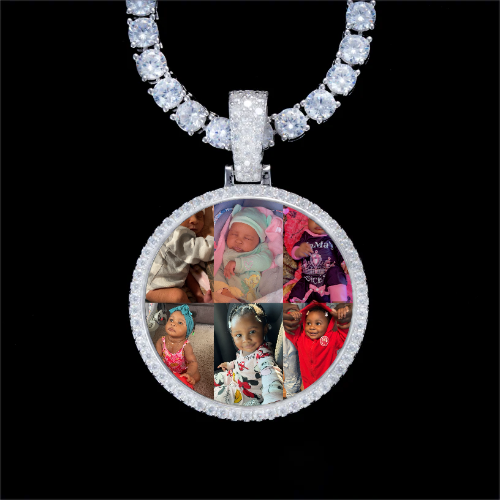 925S & VVS Moissanite 3D Circle Custom Picture Pendant